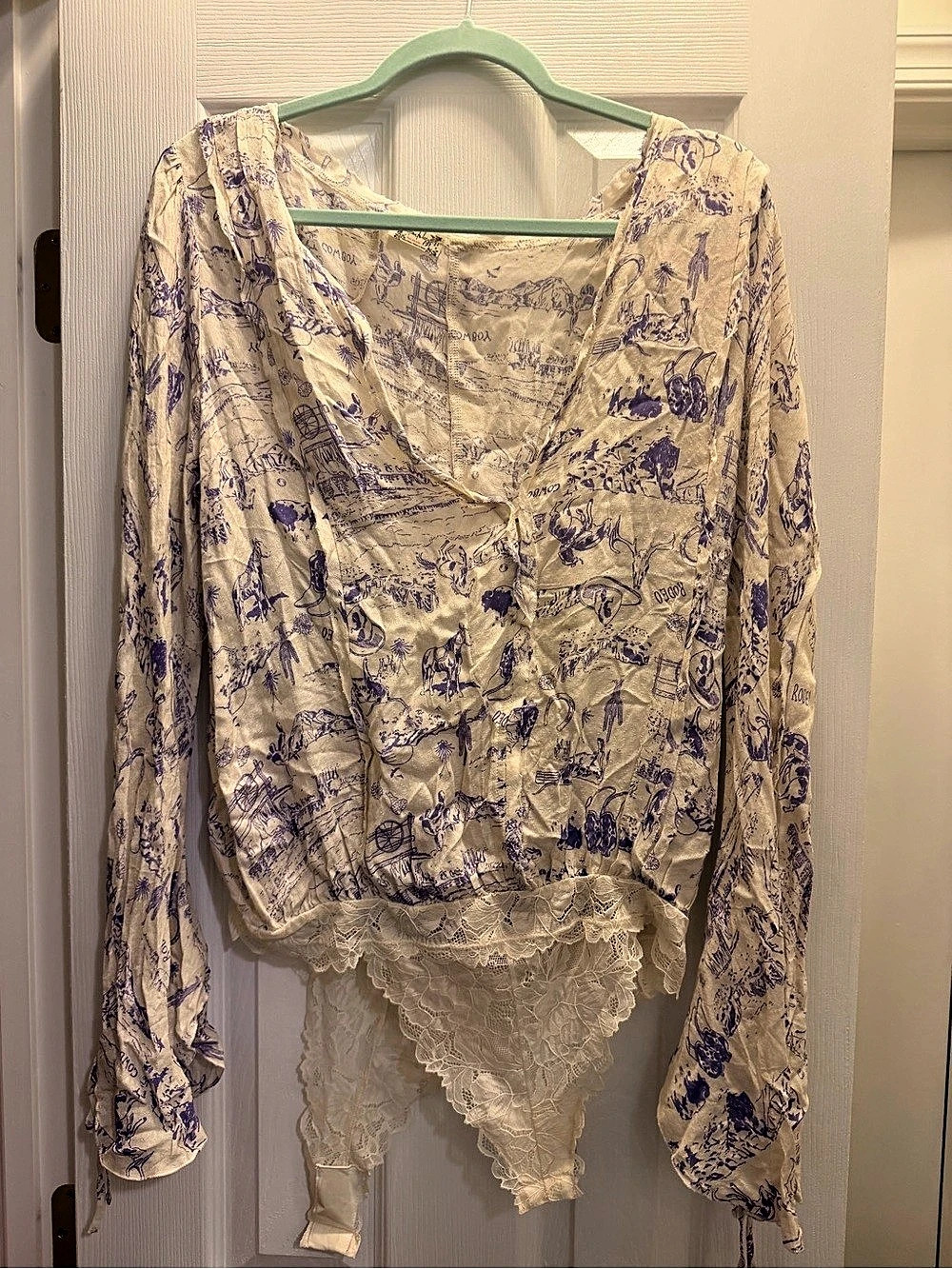 Free People intimately cowboy Bodysuit in Cream & Purple